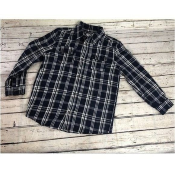 Joe Fresh Kids Button Down Long Sleeve Navy Plaid - Picture 2 of 5